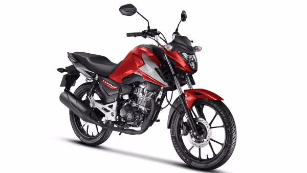 CG 160 Titan vermelha vista lateral dianteira direita