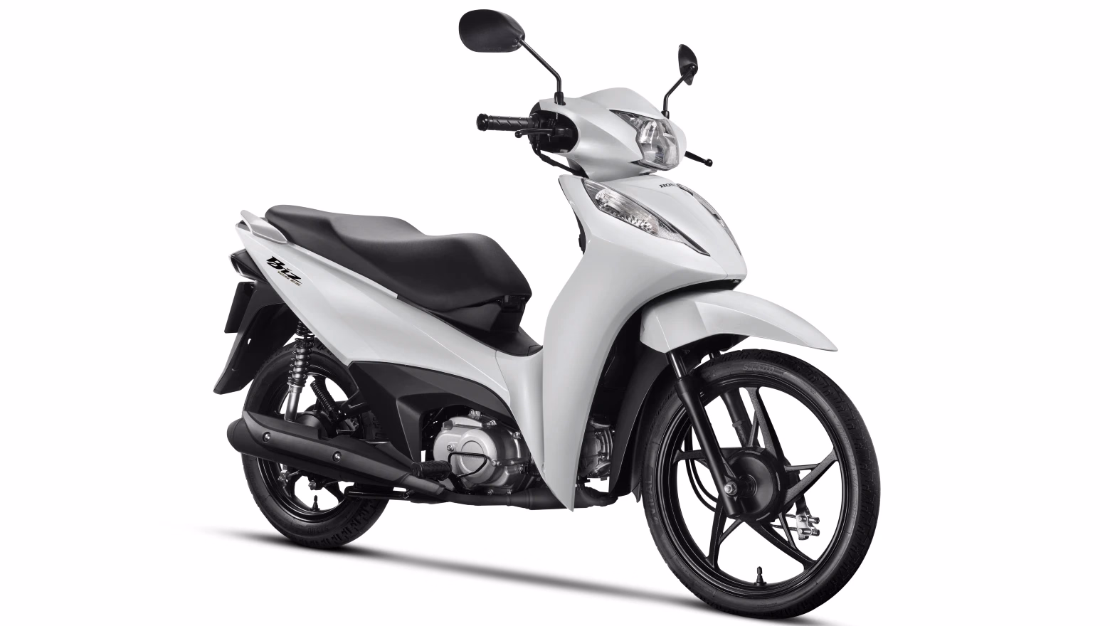 Moto Honda Biz 125 City Galeria De Fotos Diagonal Dianteira Direita Branca Completa - 3 de 12